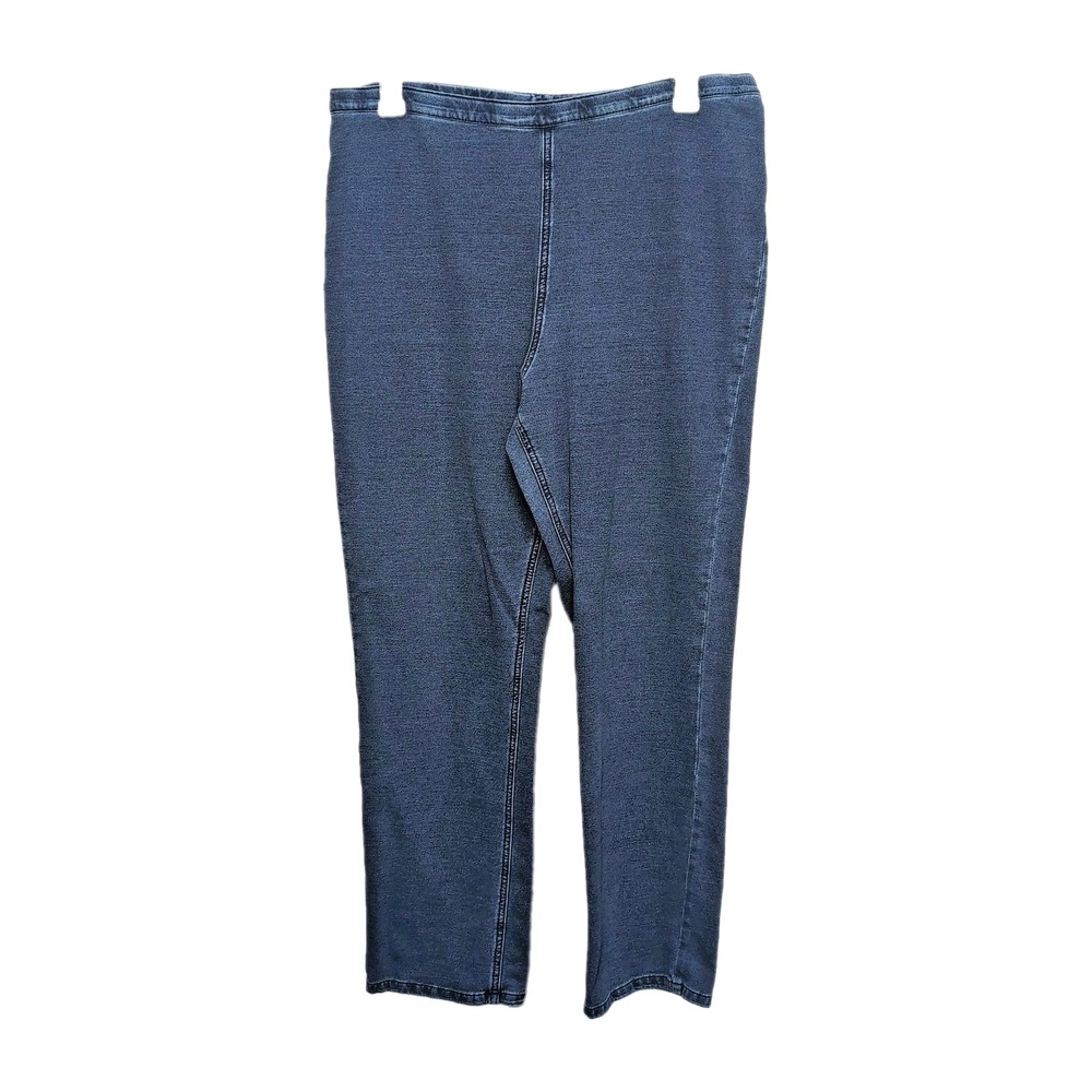 Vtg Susan Graver Knit Jegging Jeans Womens XL Blue Pull On Stretch High Rise Y2K